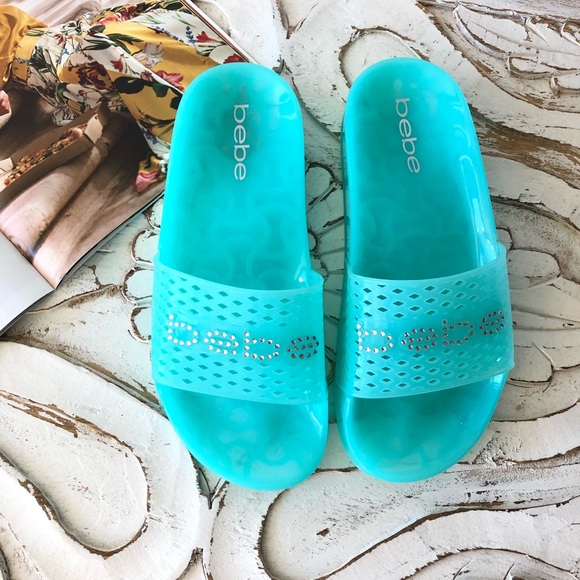 bebe Shoes - Bebe Laurier Tiffany Blue Jelly Slide Sandals